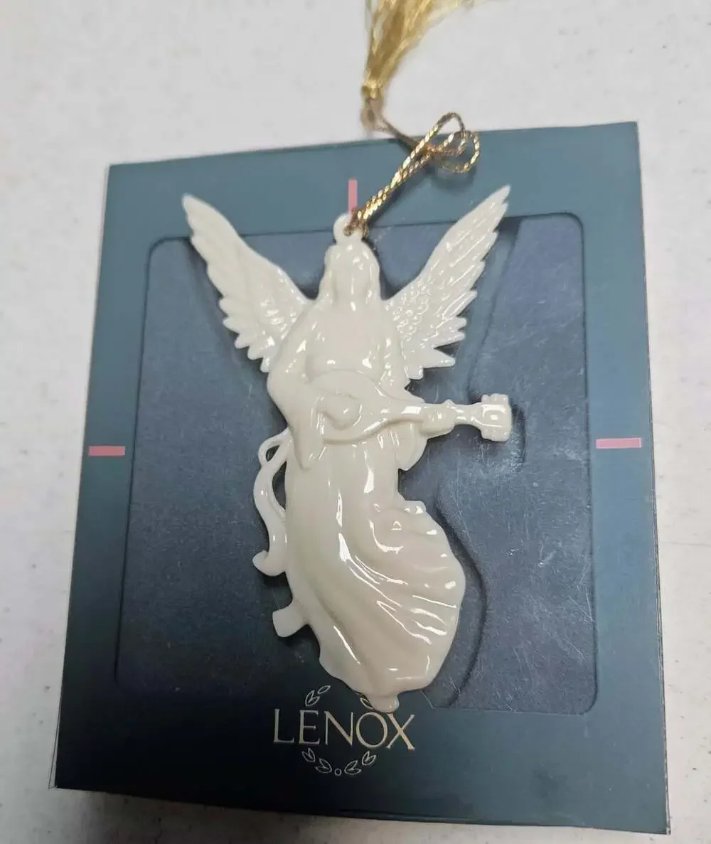 Lenox Renaissance Male Angel Ornament With Mandolin Porcelain Christmas